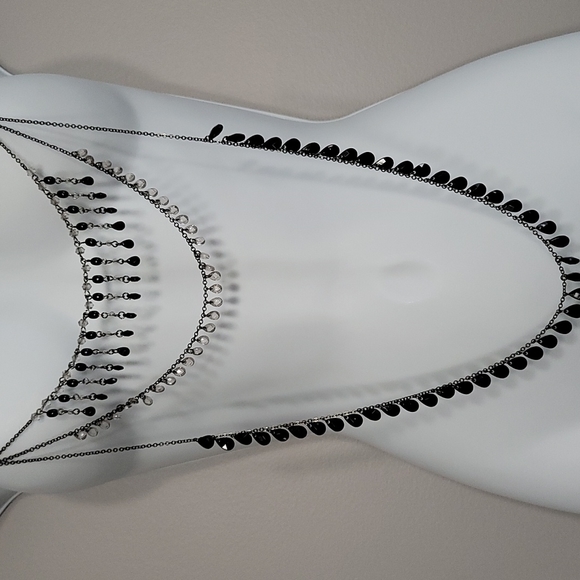 Rhinestone & Bead Layered Necklace - Picture 2 of 9